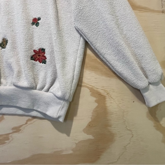 Bon Worth Womens Sweater Sz PM Ivory Floral Embroidery Crew Neck Long Sleeve - Picture 6 of 8
